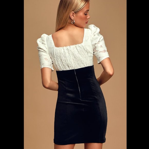 Ali & Jay Puff Sleeve Jacquard Velvet Bodycon Dress S - Picture 8 of 16